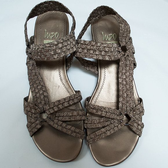 Gold Metallic Sandals with Stretchy Straps - Picture 5 of 6